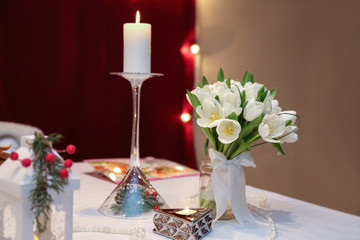 Beautiful wedding bouquet on a table