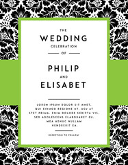 Vintage Wedding Invitation template. Vintage design. Wedding Invitation design with damask abstract background. Tradition decoration for wedding. Vector illustration