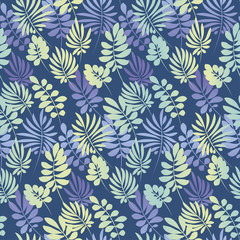 Fototapeta na wymiar tropical leaves seamless pattern in simple flat style. surface design vector illustration for print, wrapping paper, fabric, background.