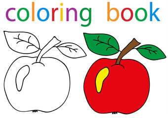 book coloring apple isolated