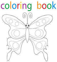 Vector, book coloring cartoon butterfly beautiful