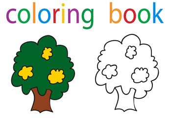 book coloring tree isolated