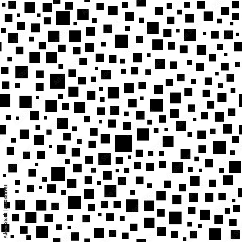 Wall mural seamless vector background with random black squares. abstract ornament. modern abstract pattern