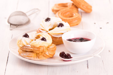 Zeppole with pastry cream.