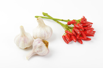 Red chili peppers and garlic
