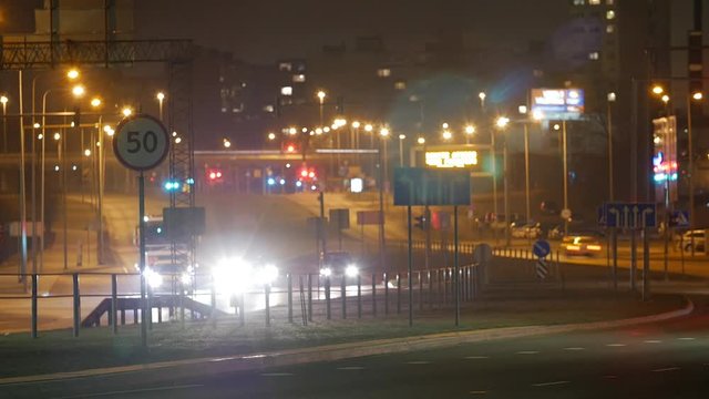 Long Exposure Time Lapse of Night Traffic in Vilnius, Pilaites prospectus.