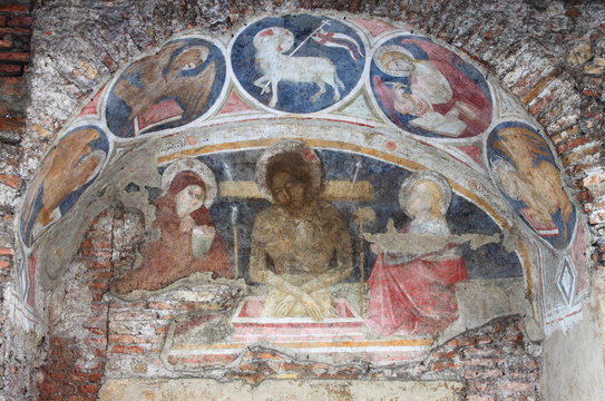 Christian fresco in Rome, Italy