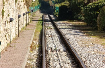 Fototapeta na wymiar Railway to Bergamo Old Town, Italy