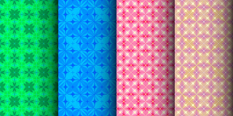 Set of geometric seamless floral patterns