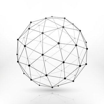 Wireframe globe sphere, connectivity, network tech connection vector concept