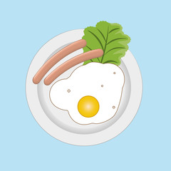 Fried egg vector illustration. Breakfest