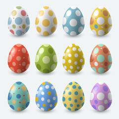 Colorful Easter Eggs on White Background : Vector Illustration