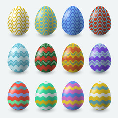 Colorful Easter Eggs on White Background : Vector Illustration