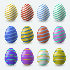 Colorful Easter Eggs on White Background : Vector Illustration