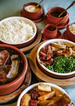 Feijoada, traditional Brazilian dish at Bolinha restaurant, Sao Paulo, Brazil.