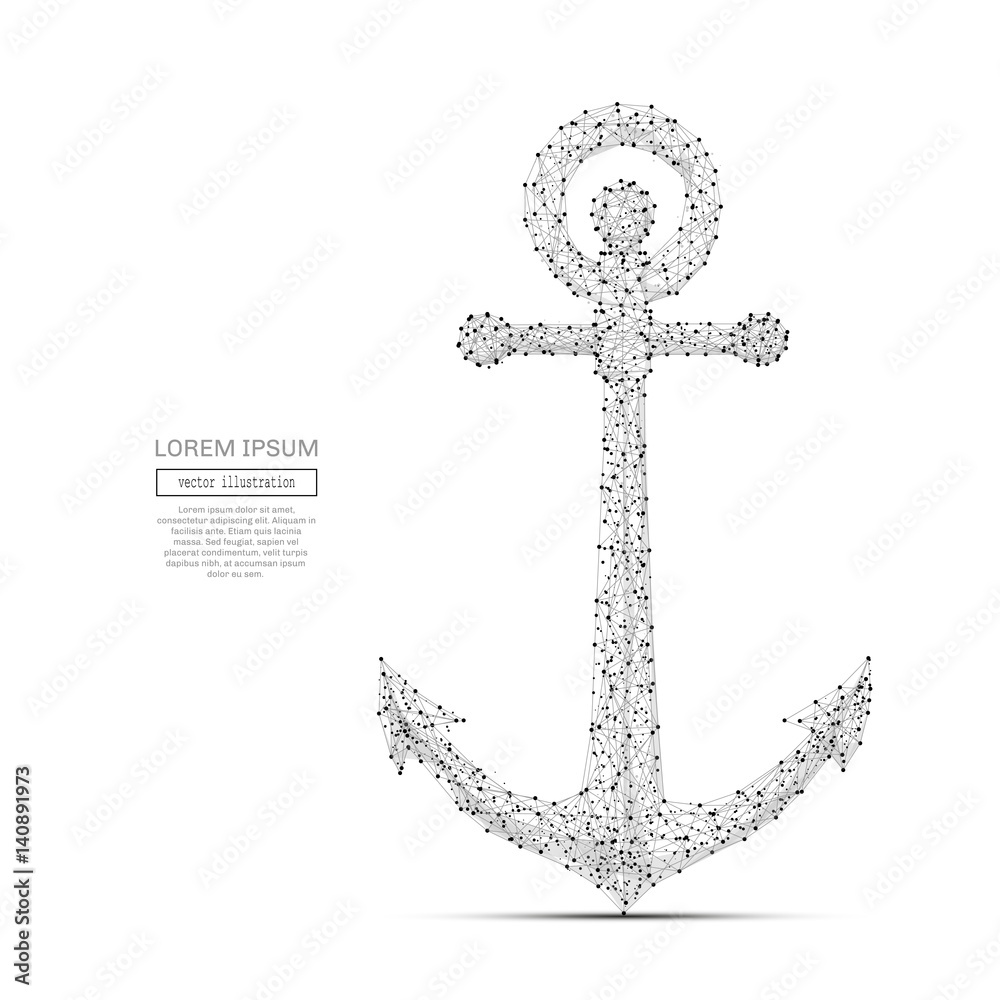 Poster abstract mash line and point anchor on background with an inscription. starry sky or space, consisti