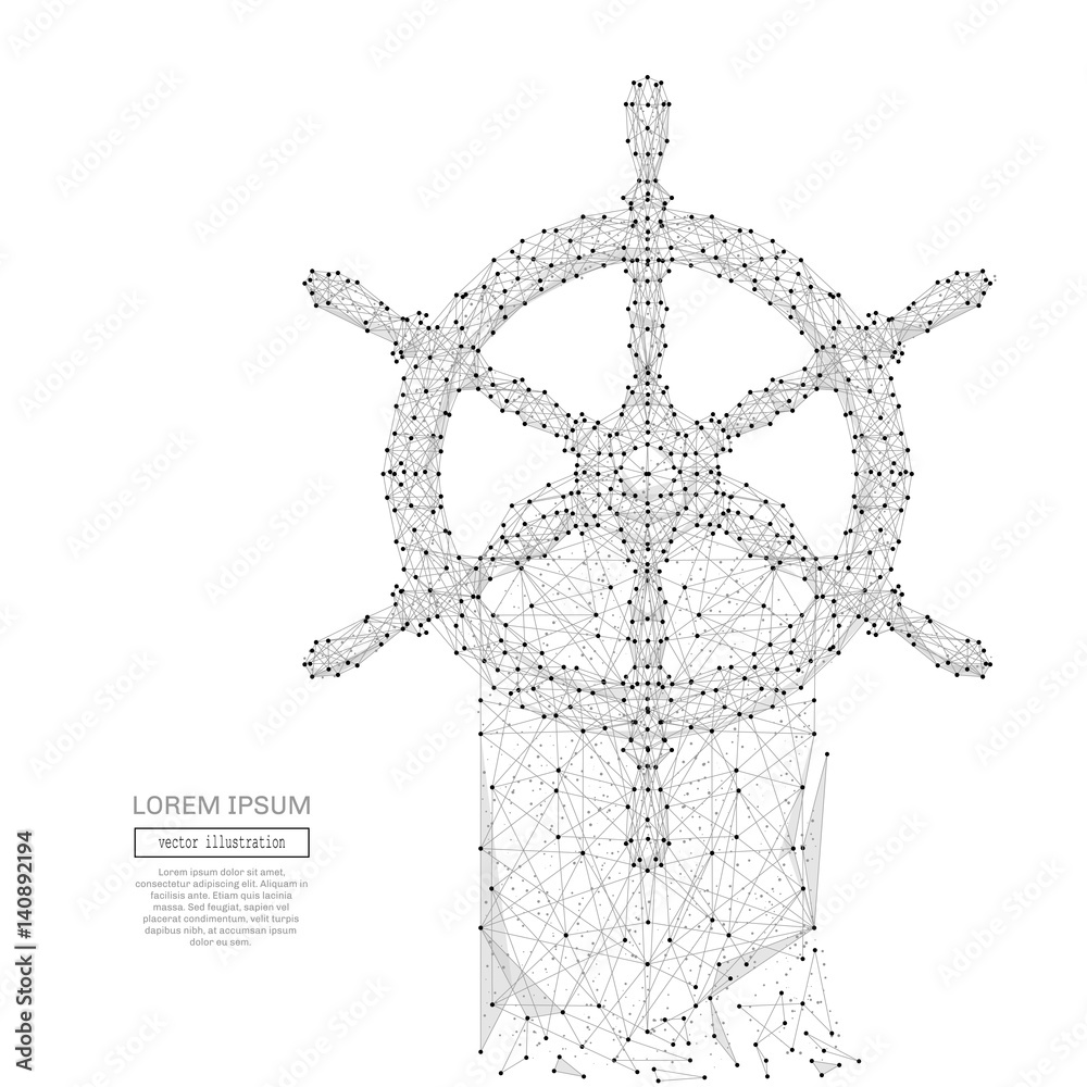 Aufkleber abstract mash line and point steering wheel on the boat on background with an inscription. starry sk