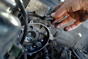 Car repair dirty hands