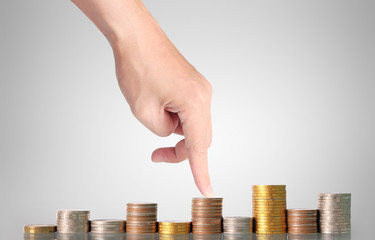 Hand human hand putting coin to money