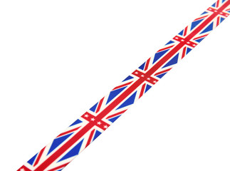 Color ribbon with British flag pattern isolated on white