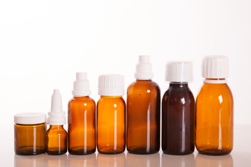 set of various medical bottles isolated