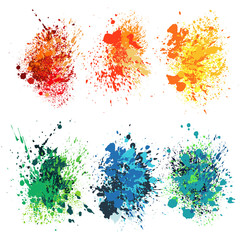 Set of watercolor splash on white background