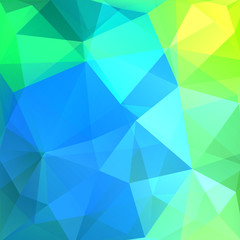 Geometric pattern, polygon triangles vector background in yellow, green, blue tones. Illustration pattern