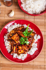 Chinese sticky pork sirloin roasted with a sweet and savory sauc