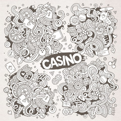 Sketchy vector doodles cartoon set of Casino designs