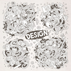 Vector set of doodle design theme items