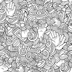 Cartoon cute doodles Spa, Massage seamless pattern