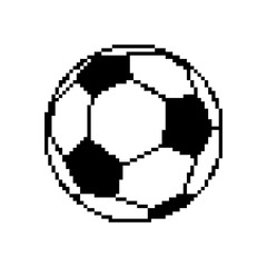 Soccer ball pixel art. Football pixelated isolated on white background