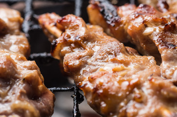 Pork grilled on charcoa, Thai style food