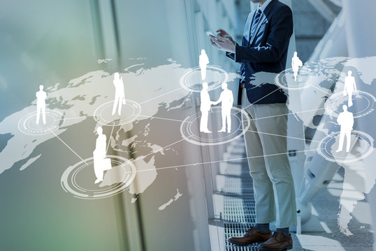 young businessman and worldwide network