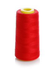 bobbin with red thread isolated on a white background