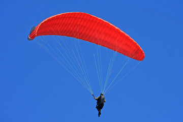 Paraglider flying