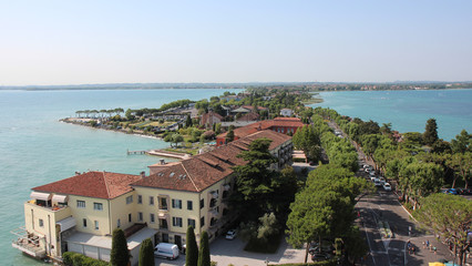 View of colorful old buildings in Sirmione.Italy