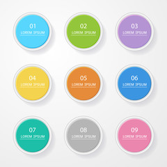 Circle Sticker, label colorful set with shadow