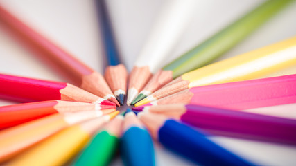 Fototapeta premium Bunch of sharp colorful pencils