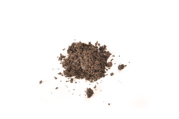 pile of soil on white background 