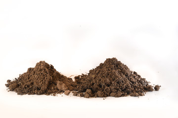 pile of soil on white background 