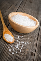 sea salt in a wooden spoon