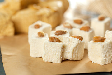 traditional eastern desserts on wooden background