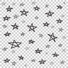 Hand drawn star pattern with ink doodles. Simple vector illustration on isolated background.
