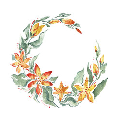 Венок с цветов для поздравительной открытки.