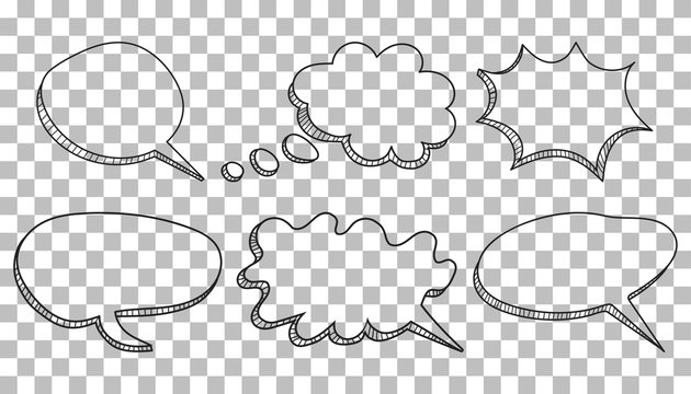 Speech bubbles icon set. Hand drawn vector illustration on isolated background.