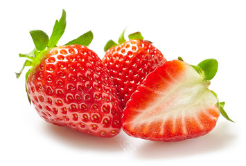 fresh strawberries on white background