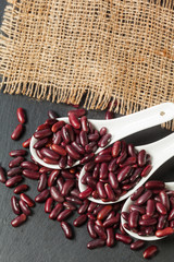 red beans on the black table