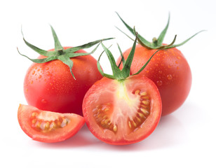 fresh red tomato isolated on white background