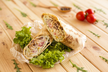 Burritos with beans and corn